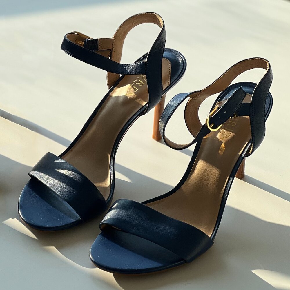 Lauren Ralph Lauren Gwen Nappa Leather Blue High Heel Sandals